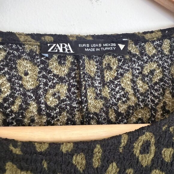 Zara | Long Sleeve Animal Print Textured Dress Size Small - Picture 4 of 7